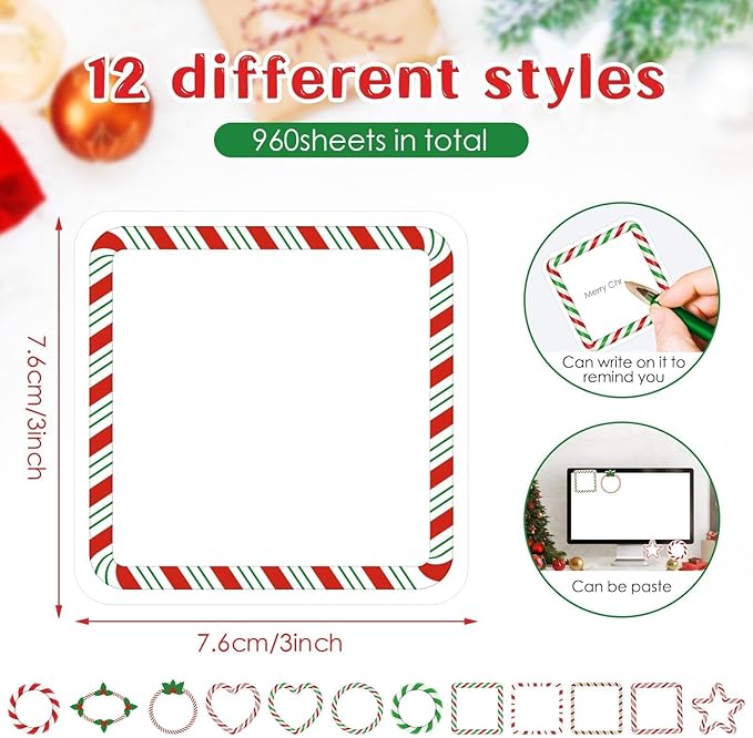 clothmile 48 Pcs Christmas Candy Sticky Note Self-Adhesive Christmas Candy Note Pads Christmas Candy Memo Notes for Xmas School Office Home Supplies Students Teachers Gift 12 Styles, Small Size