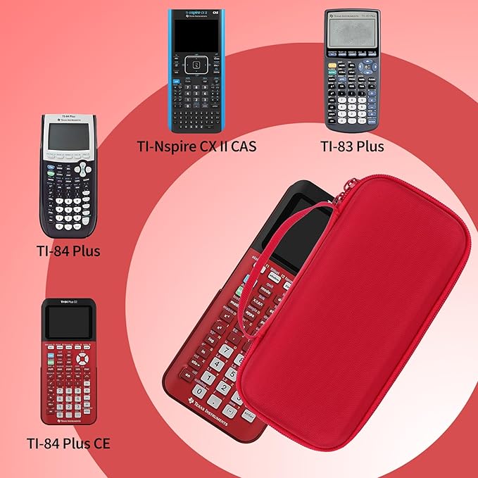 Storage Case Compatible with Texas Ti-84 Plus CE/TI-84 Plus/TI-Nspire CX II CAS/TI-Nspire CX II/TI-83 Plus/TI-89 Titanium/TI-85/TI-86 Calculator (Red)