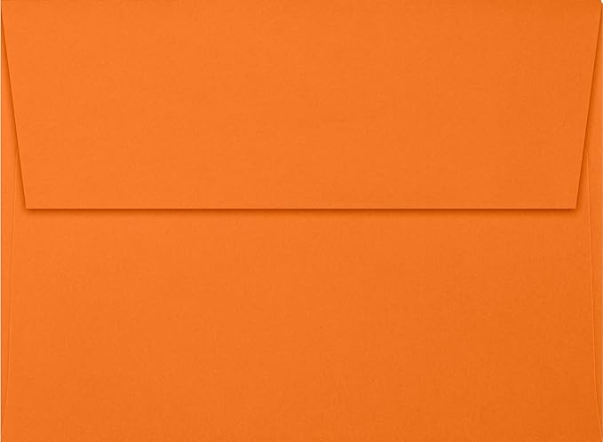 LUXPaper A7 Invitation Envelopes | Peel & Press | 5 1/4" x 7 1/4" | Mandarin Orange | 80lb. Text | 50 Qty