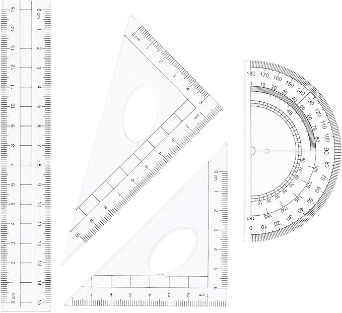 10 Pieces Math Geometry Kit Set Student Supplies with Shatterproof Storage Box,Includes Rulers,Protractor,Compass,Eraser,Pencil Sharpener,Lead Refills,Pencil,for School and Drawings（Blue）