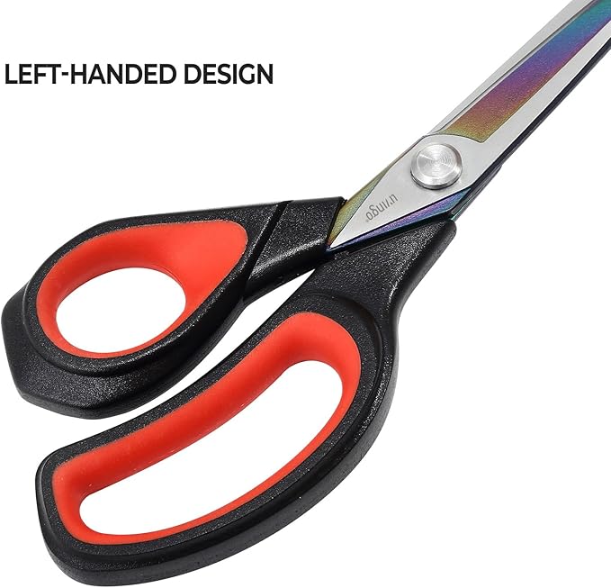 LIVINGO Left Handed Fabric Scissors - 9.5 inch Sharp Titanium Coated Stainless Steel Sewing Shears for Crafting Office Dressmaking Cutting Clothes, Leather, Paper