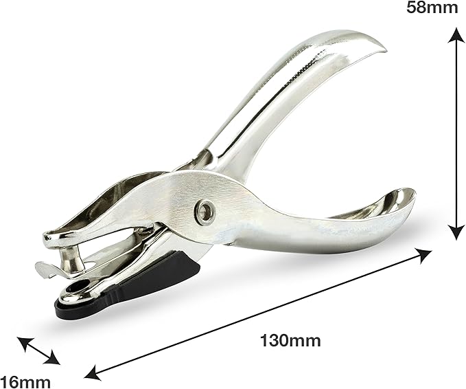 Rapesco 1739 Pack of 3 Single Hole Punch Pliers, 10 Sheet Capacity, Silver 1 Hole Puncher for ID Cards, Paper,Crafts, Art Projects, Easy Punching Card Stock and Chipboard