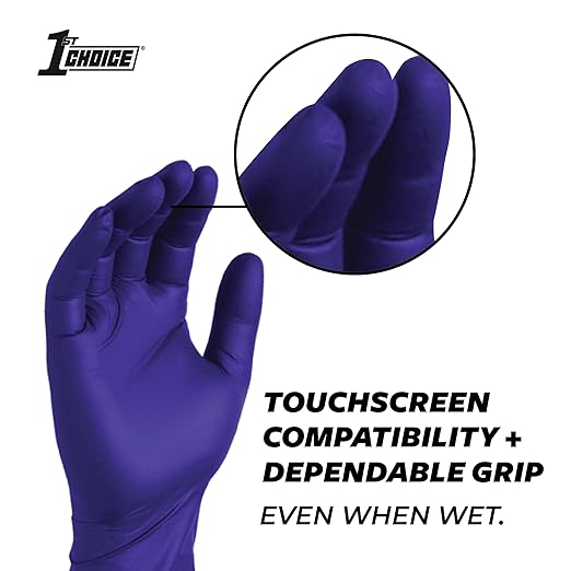 1st Choice 3 Mil Indigo Nitrile Exam Gloves Latex Free, Disposable Medical Grade, Food Prep, Tattoo, Small, Box of 100