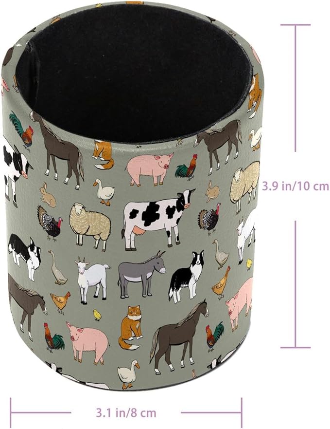 Farm Animals Pig Cow Pen Holder Stand Pencil Cup Pot Desk Organizer Makeup Brush Holder