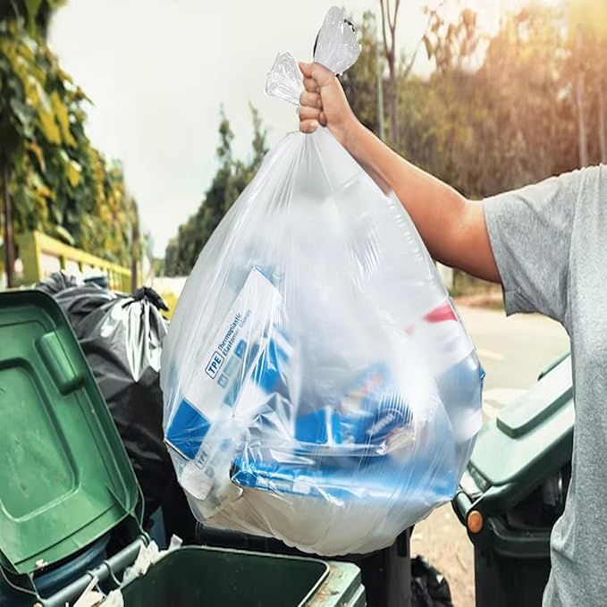 BEIDOU-PAC Trash Bags 13 Gallon, 250 Count Bulk, Clear Plastic Recycling Garbage Bags, Multi-purpose Tall Kitchen Trash Bags Can Liners for Business Home Commercial and Industrial