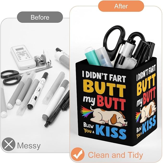 Women's Fashion Pencil Pen Holder Cup, Waterproof Office Supplies, Waterproof Multifunctional Office Supplies I Didn't Fart My Butt Funny Dog