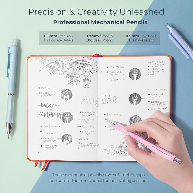 Nicpro 38PCS Aesthetic School Supplies, Pastel Mechanical Pencil Set 0.5, 0.7, 0.9 & 2.0 mm with 564PCS Lead Refills, Cute Mechanical Pencils for Girls Student Stationary Drawing Drafting - Pink Case