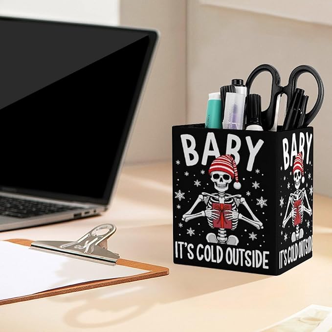 Fashion Pencil Pen Holder Cup, Waterproof Office Supplies, Waterproof Multifunctional Office Supplies Christmas Skeleton Funny Sugar Skull