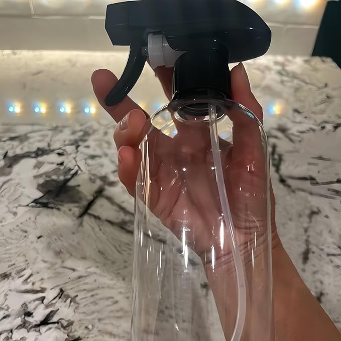 2 PCS Plastic Spray Bottles Set, 10oz/300ml Clear Refillable Container Empty Spray Bottle with Adjustable Head Sprayer and Stream for Cleaning Hair, Pet, Products, Plants