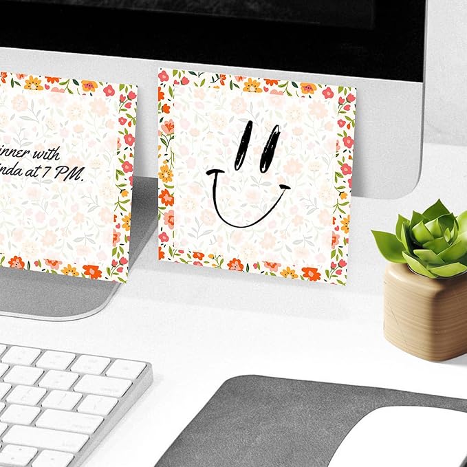 Sticky Notes, 2 Pads, 3x3 inches, Cute Colorful Fun Self-Stick Note Pads, Easy Post, Strong Adhesive Notepad Colorful Flower Field