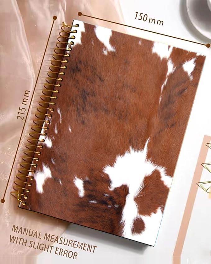 iampanda Spiral Journal Notebook,Strong Twin-Wire Binding with Premium Paper for Girl Women,60 Sheets A5 College Ruled Notebook/Journal,Perfect for School Office Home Gifts,Cowhide Farm Animal Skin