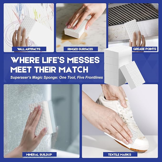 Mega-50 Heavy Duty Magic Sponges, Bulk Kitchen Grease Cleaner