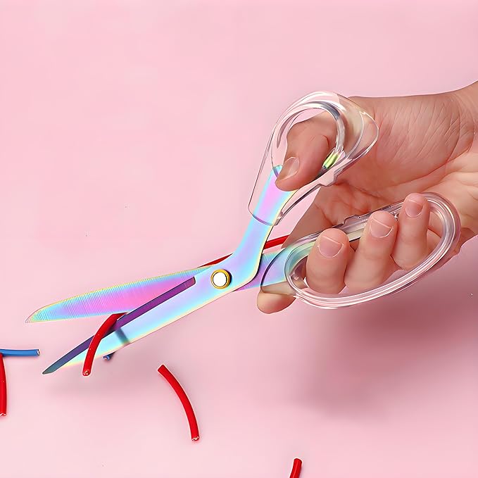 All-Purpose Fabric Scissors - 9 Inch All Purpose Scissors for Adults, Clear Handle, Ideal for Fabric Crafts, Tailor's Shears, Crafting & Office & kitchen/Color