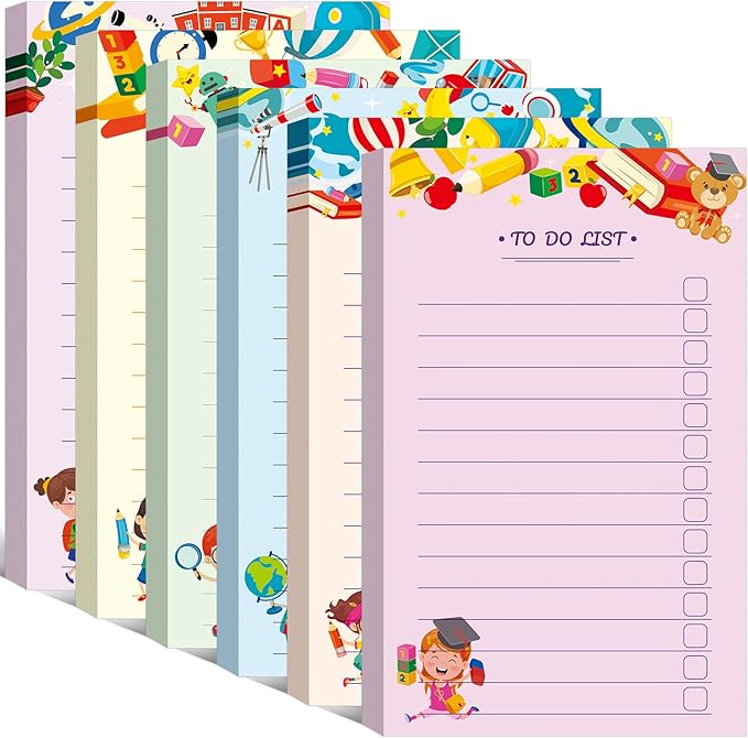 300 Sheets to Do List Notepad Daily Checklist Sticky Notes Cute Undated Memo Pad Color Block to Do Note Pad Weekly Plan Agenda and Organizer Planners for College(School Style,3.14 x 5.11 Inch)
