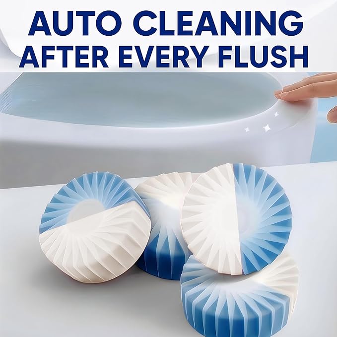 KELITE Automatic Toilet Bowl Cleaner Tablets, 10 Pack Long-Lasting Toilet Tank Cleaner for Bathroom, Blue Water Freshener, Prevents Stains & Odor, Safe for All Toilets (1, 10 Pack (White+Blue))