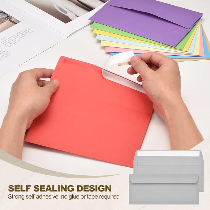 PATIKIL 100 Pack Light Gray #10 Business Envelopes, Colored Self Seal Letter Size Envelopes for Business Mailing Office Checks Invitation, 4-1/8 x 9-1/2 Inches