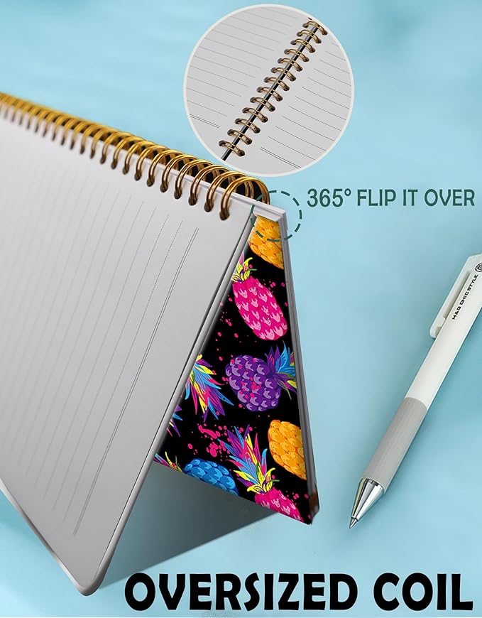 Spiral Journal Notebook for Women,A5 College Ruled Notebooks 6"x 8.4", 120 Pages Lined Journal with Premium Thick Paper,Perfect for School Office Home Gifts(Colorful Pineapple)
