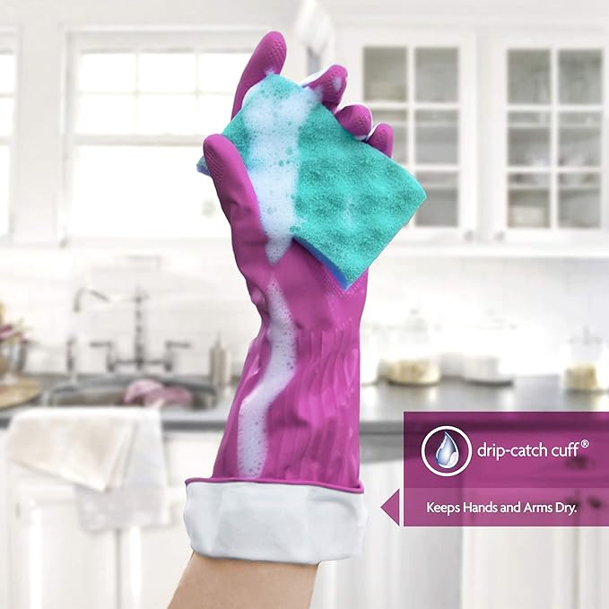 Playtex Living Reuseable Rubber Cleaning Gloves (Medium, 12 Pairs), Premium Protection Reusable Household Gloves
