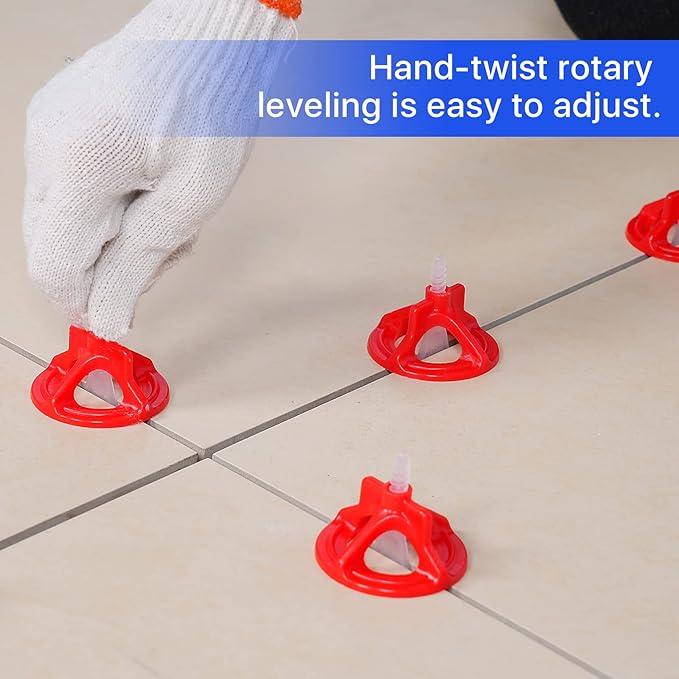 HRGGN Professional Tile Leveling System Kit，Anti-Loosening Spacers/Wall, Bathroom Tiling - 1/8" Precision Alignment & Grout Spacing Tools(1000base, 1/8)