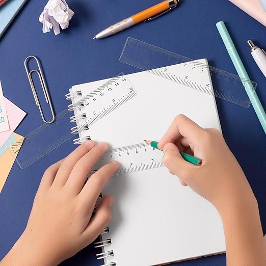 3 Pack 6 Inch Ruler Clear 6 in Small Ruler Plastic Straight Rulers with Centimeters and Inches, Shatterproof Measuring Tools for School, Office and Home