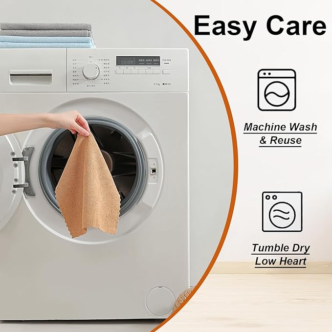 Tigona 80 Pack Microfiber Cleaning Cloth Roll,Lint Free Rags & Tear Away Reusable Towels Washable Scratch,Ultra Absorbent Dish Rags(12" x 12") for Car Kitchen Home Garage-Dark Coffee