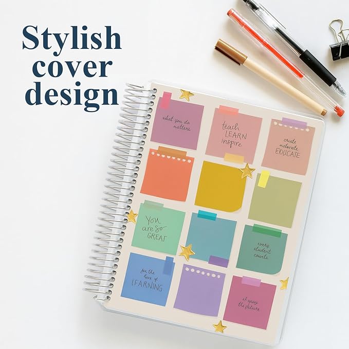 Erin Condren 8.5" x 11” Dot Grid Spiral Notebook, 5mm Dotted Layout with 80 Lb. Paper, Motivation Notes Cover, 160 Dot Grid Notebook Pages, Platinum Coil, Stickers Included