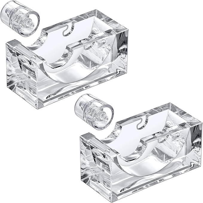 Amazing Abby - Tanya - Acrylic Tape Dispenser (2-Pack), Plastic Label Roll Holder, Clear Sticker Organizer, Perfect Office Desktop Storage Solution for Tapes, Labels, Stickers, and More