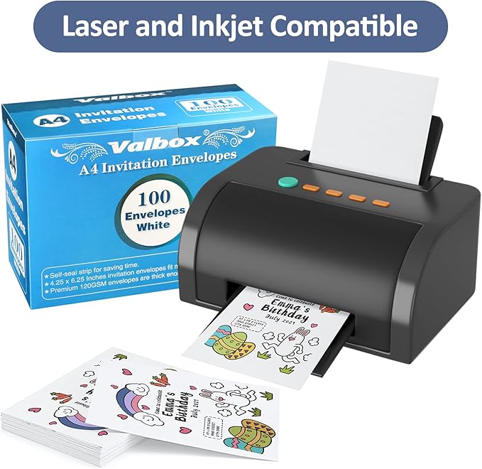 ValBox A4 Photo Envelopes 100 Qty 4 x 6 White Kraft Paper Envelopes Self Seal for 4x6 Cards, Photos, Weddings, Invitations, Baby Shower, 4.25 x 6.25 Inches (A4)