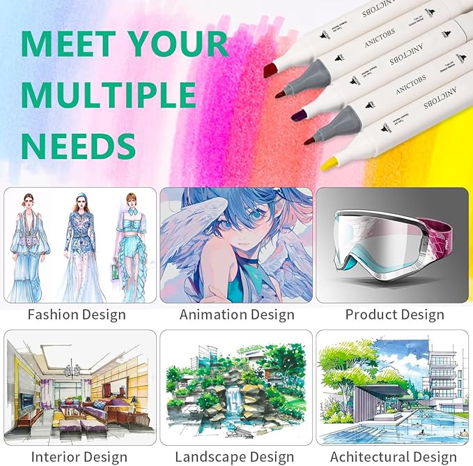 Alcohol Markers 262 Colors with Base Support, Drawing Art Markers Perfect for Students Kids and Adults Comics Sketching Illustration Artistic Creation Gift