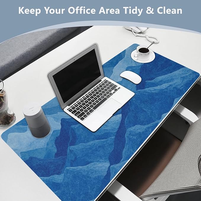 Mouse Pad Desk Mat Leather Desk Pad Large Gaming Desk Cover Protector Mat for Keyboard Computer Laptop Office Waterproof 47.2 x 23.6 Inch Blue California Mountains01