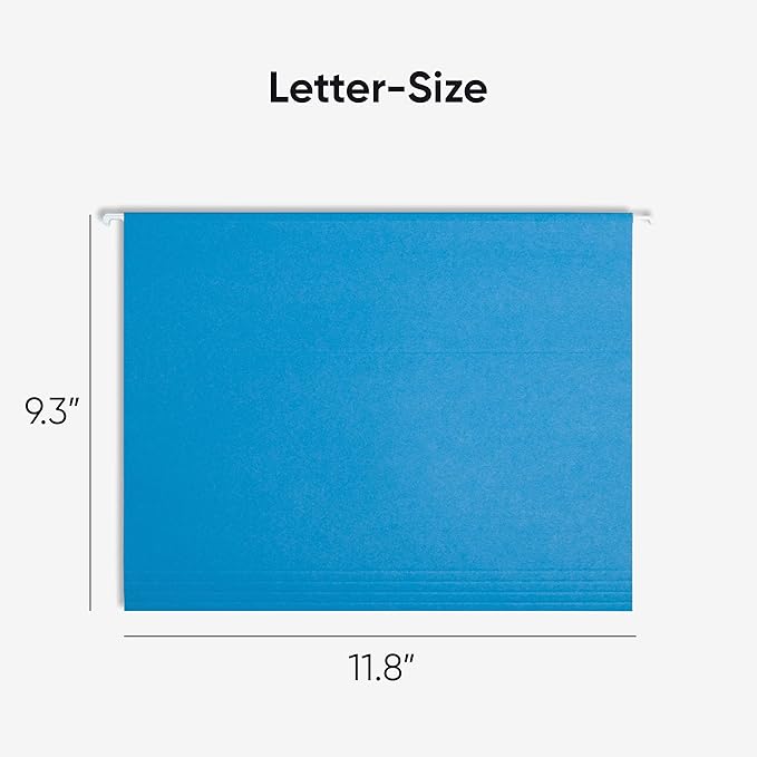 Smead Standard Hanging File Folders, 25 Count, Sky Blue, 1/5-Cut Adjustable Tabs, Letter Size (64068)