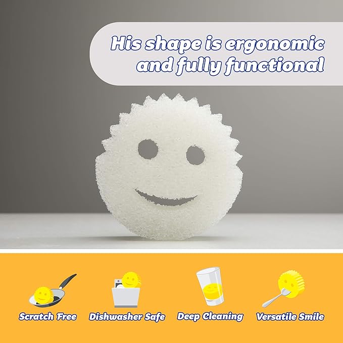 Scrub Daddy- Scrub Daddy Dye Free- FlexTexture Sponge, Soft in Warm Water, Firm in Cold, Deep Cleaning, Dishwasher Safe, Multiuse, Scratch Free, Odor Resistant, Functional, 1pk (Pack of 1)
