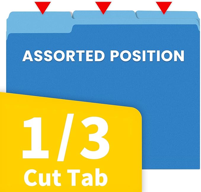 SUNEE File Folders, 120 Pack Manilla Folders 8.5 x 11, Colored File Folders Home Office School Supplies for Documents Files Paper,Blue