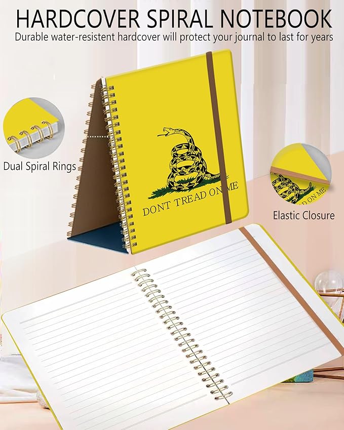 Spiral Journal Notebook, A5 Cute Notebooks for Women Men, College Ruled Hardcover Notebook for Work & Note Taking, 60 Pages Double-Wire Journals for Writing, Yellow Snake