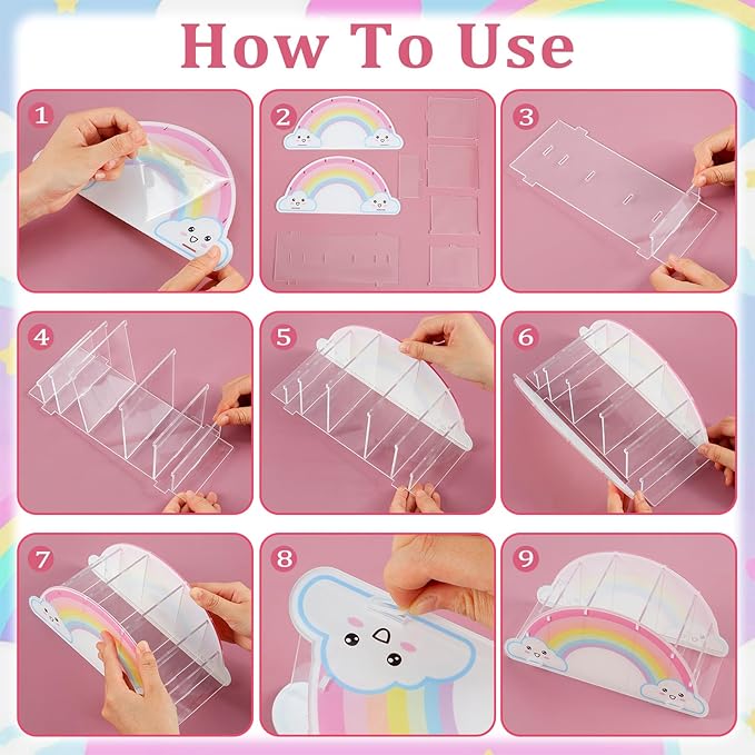 Rainbow Acrylic Desk Organizer Pencil Holder for Desk Art Stationery Supplies Organizer Rainbow Supply Caddy for Home Classroom Office Supplies Birthday Gifts