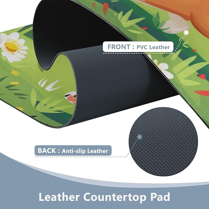 Mouse Pad Desk Mat Leather Desk Pad Large Gaming Desk Cover Protector Mat for Keyboard Computer Laptop Office Waterproof 35.4 x 16.5 Inch Cute Corgi Dog Floral