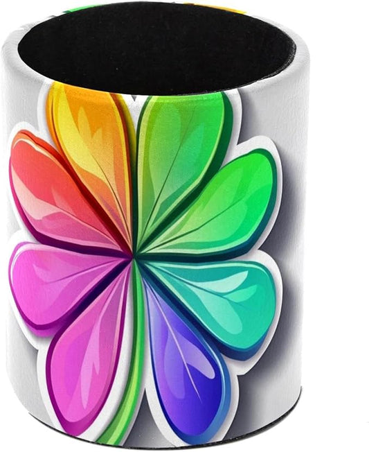 Rainbow Clover (1) Pencil Holder, Pencil Cup for Desk, Makeup Brush Holder Cup for Kids Desk Organizer for Office, Classroom, Home
