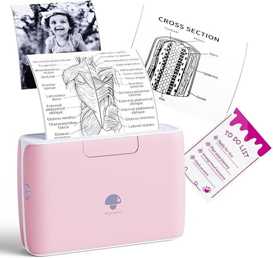 Phomemo 4" Portable Thermal Printer Printpods- Bluetooth Inkless Printer, Support 2/3/4 inch Printing Width, 300dpi, Compatible with Phones, Computer, Ideal for Documents, Notes, Label, Sticker