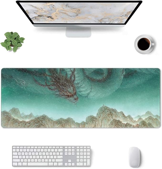 Dragon Large Mouse Pad, Japanese Anime Gaming Desk Mat, XL Keyboard Desk Pad Mat for Desktop, 31.5"x11.8" Non-Slip Base Big Mousepad with Stitched Edges