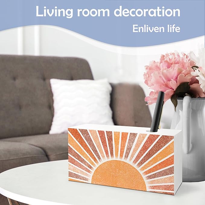 SNNDER Boho Single Pen holder for Desk, Boho Office Decor, Boho Office Desk Accessories, Retro Boho Sun Sunshine Sunrise Sunset Fountain Pen Holder for Home Office Desk Accessories