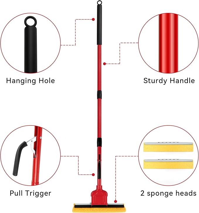 4 Pack of Replaceable Compressed Cellulose Sponge Mop Heads,Size:12.8 Inch(only 4 mop Heads not Include Handle)