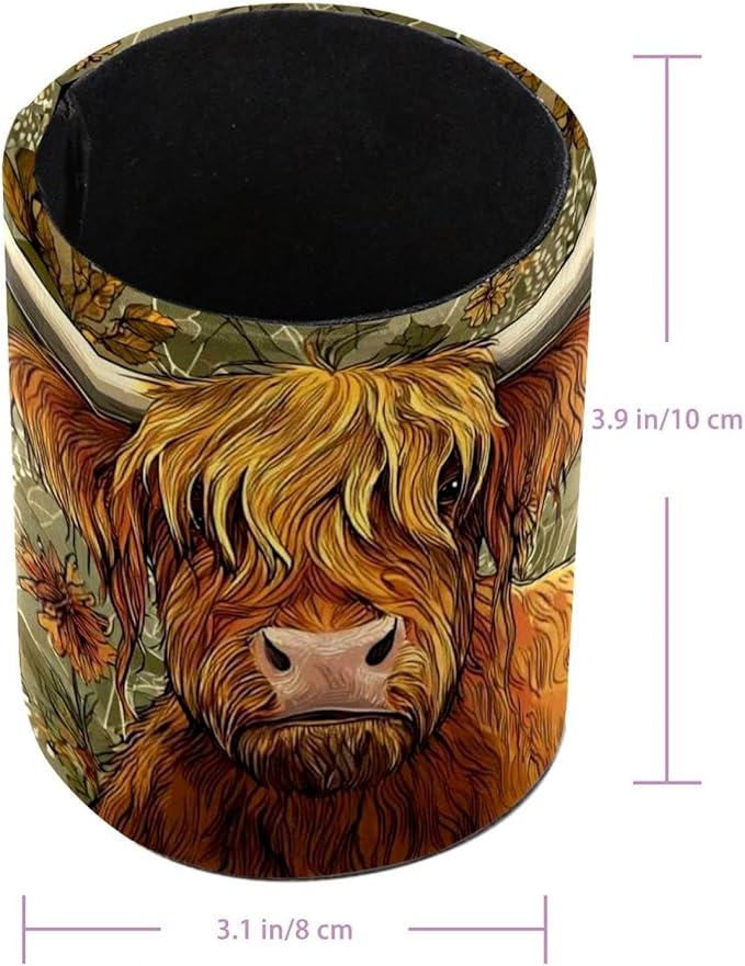 Watercolor Sunflower Yak Circular Pen Holder, Pen Cup Makeup Brush Holder, Design for School, Home and Stationary Supplies (3.9 x 3.1 Inches)