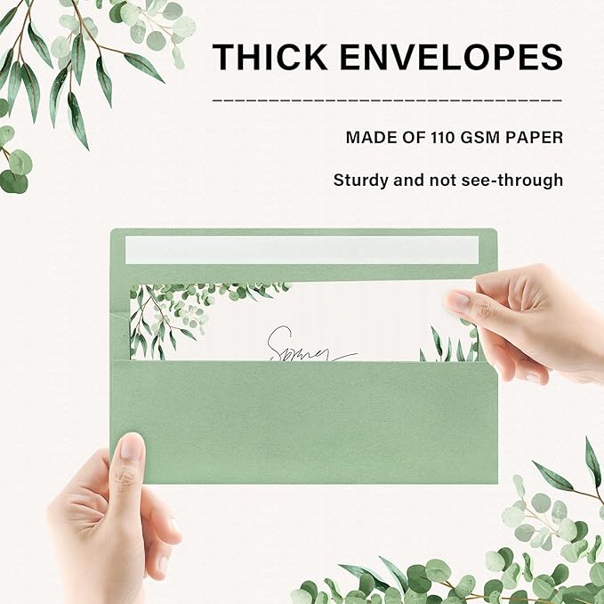 200 Pack #10 Business Envelopes, Self Seal Standard Sage Green Envelopes for Secure Business & Legal Mailing, Office, Checks, Letter, Invoices, 4 1/8 x 9 1/2 Inches