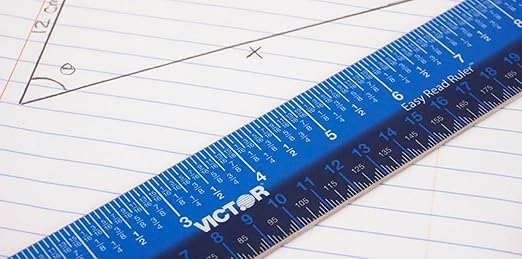 Victor Easy Read Stainless Steel Ruler, Standard/Metric, 12" Long, Blue