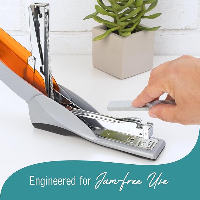 Staplers for Desk, Heavy Duty Stapler 25 Sheet Capacity, with 2 Pk Staples, Staple Remover - Optima 25, Jam Free, Reduced Effort, Soft Grip Stapler for Desk Gift Bundle