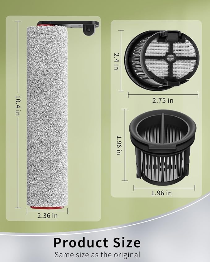 (6pcs) Replacement Brush Rollers And HEPA Filters For Dreame H14/H14 Pro/H14 Dual Wet Dry Vacuum Cleaner, Replacement Parts Accessories Kit Inclue 3 Vacuum Filter, 2 Brush Rollers