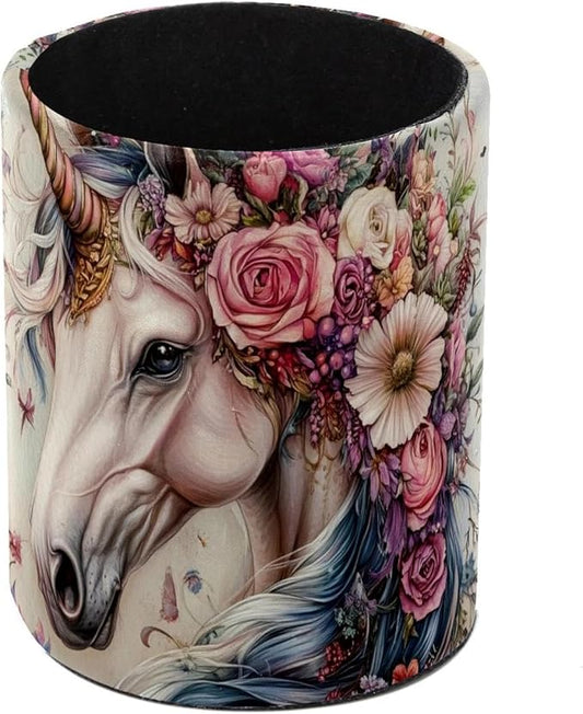 Pencil Cup Holder Desk Organizer, Pen Pot Pen Holder Container Desktop Stationery Organizer Table Flower Pot Makeup Brush Holder, Unicorn Flower Beautiful
