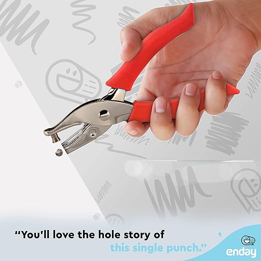 Single Hole Punch Metal Red, 1/4” Hole Puncher with Soft Grip Handles for Paper and Crafts Round Circle Shape, for Kids and Adults, Also Available in Green, Pink, Purple, Blue, Grey, 6 Pc – by Enday