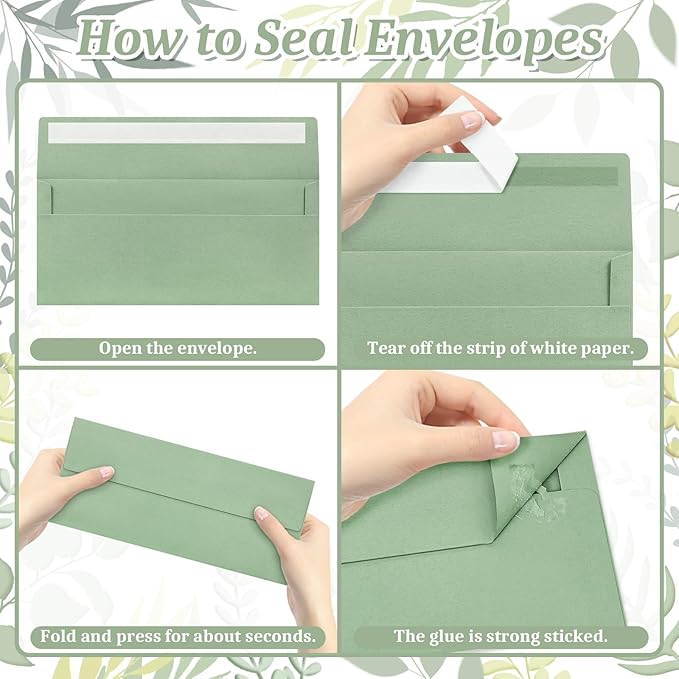 Mulbozy 200 Pcs #10 Business Envelopes, Self Seal Standard Envelopes, Windowless Business Mailing Envelopes for Office Checks Letters Invoices Statements Wedding, Size 4-1/8 x 9-1/2 inch (Sage Green)