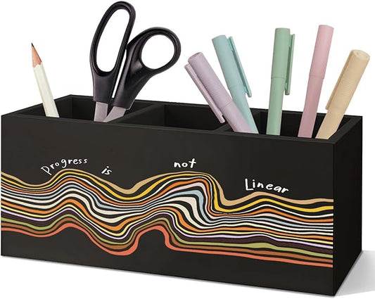 SNNDER Mental Health Gifts Pen Holder for Desk, Therapist Gifts, Inspirational Mental Health Wooden Pen Pencil Holder Organizer for Therapy Counselor Office Desk Accessories